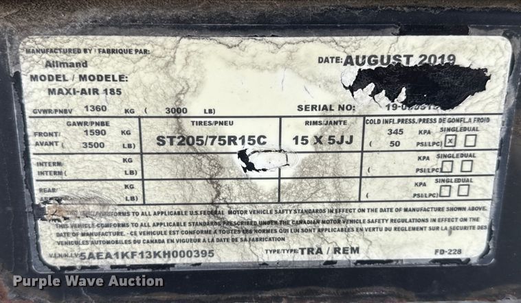 image for item EN7015 2019 Alimand Maxi-Air 185 air compressor