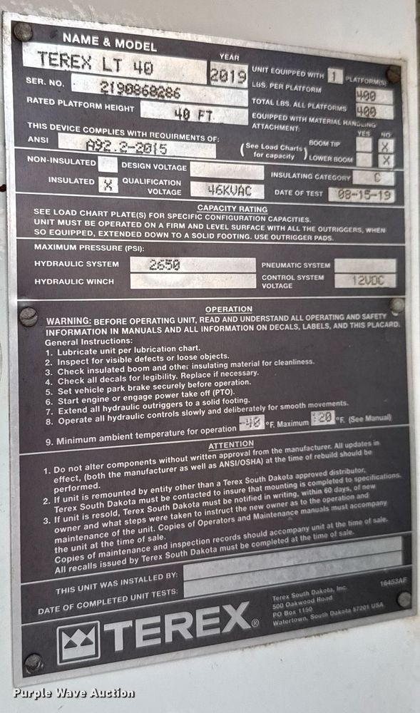 image for item EQ1465 2019 Ford   F550 bucket truck