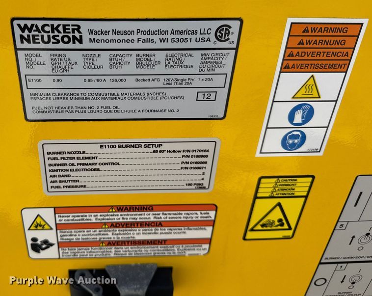 image for item ER0102 2014 Wacker Neuson Heater E1100  ground heater