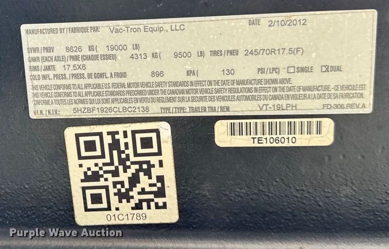 image for item ER0120 2012 Vermeer SDT 855 vacuum excavator