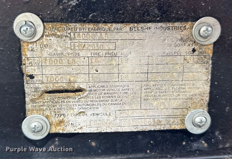 image for item ER0124 2010 Belshe TB14 tilt deck equipment trailer