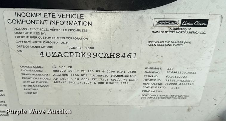 image for item ER0129 2009 Freightliner S2106 bucket truck