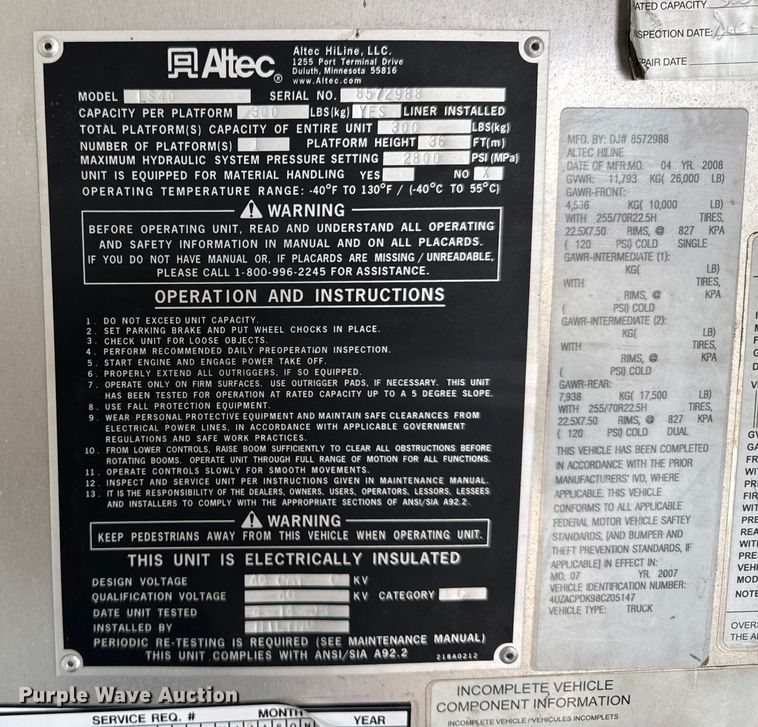 image for item ER0130 2008 Freightliner S2106 bucket truck