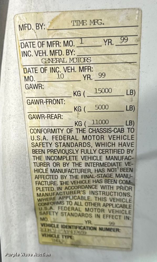 image for item ER0132 2000 GMC Sierra 3500 bucket truck