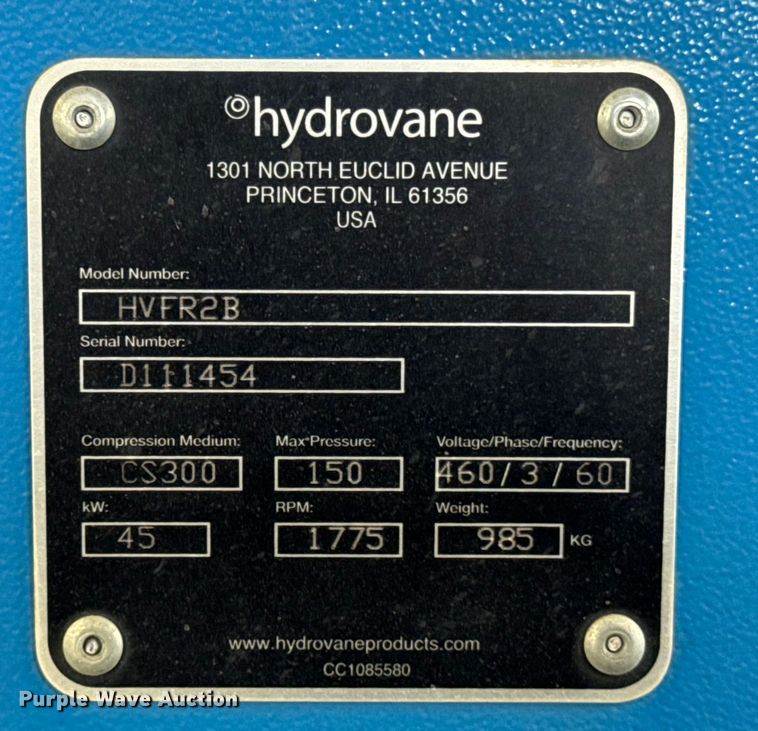 image for item ER0134 Hydrovane HVFR2B air compressor
