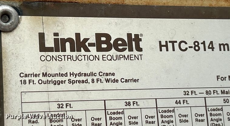 image for item ET3207 1984 Link-Belt HTC-814 crane