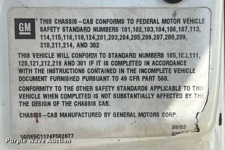 image for item ET3448 2004 GMC C5500 utility / service truck