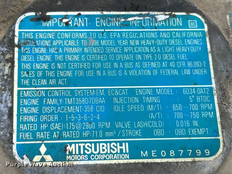 image for item ET3477 1996 Mitsubishi Fuso FH211 dump flatbed truck