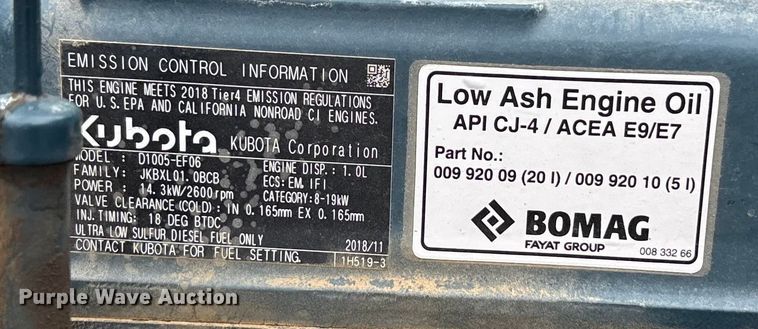 image for item ET4666 2019 Bomag BMP8500 trench compactor