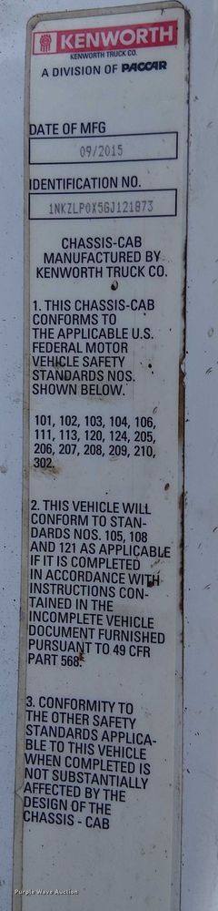 image for item EU2510 2016 Kenworth T880 dump truck