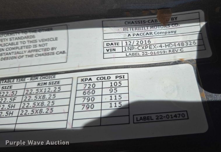 image for item EU3757 2017 Peterbilt 567 vacuum truck