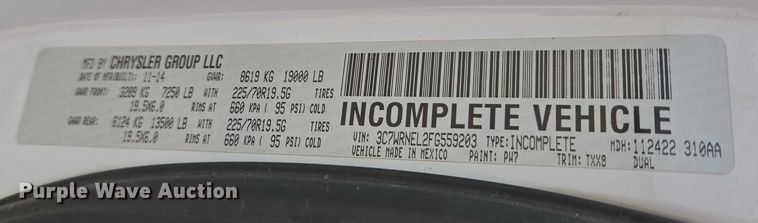 image for item EU3828 2015 RAM 5500 Crew Cab bucket truck