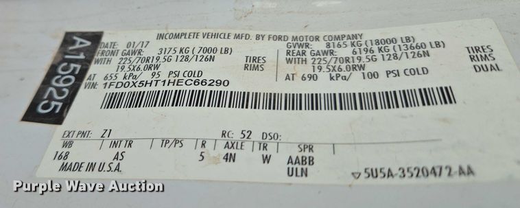 image for item EU3829 2017 Ford F550 SuperCab bucket truck