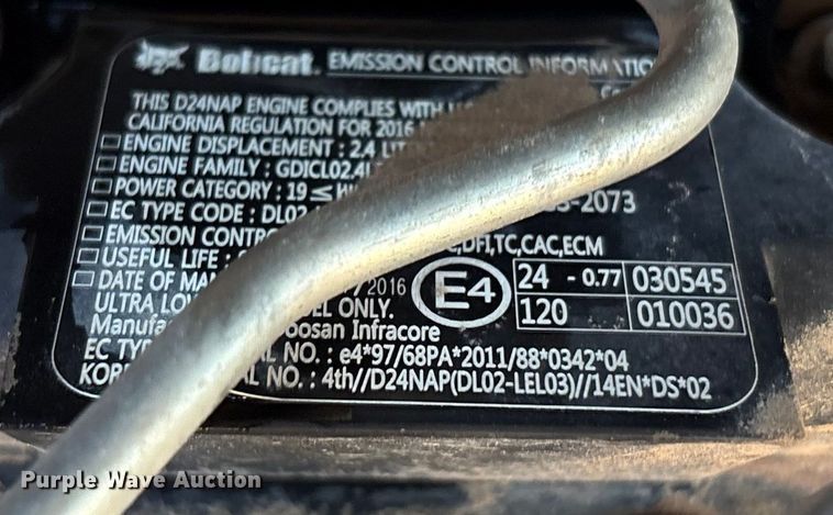 image for item EU4635 2017 Bobcat T650 tracked skid steer loader