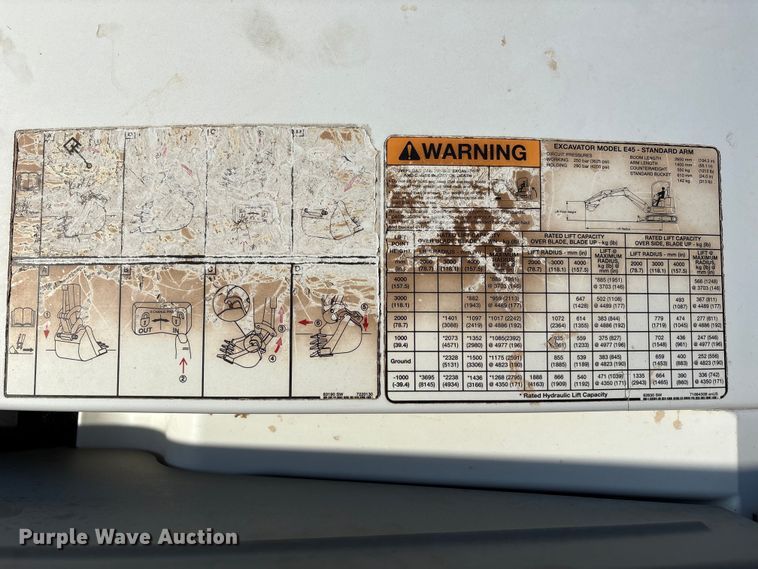 image for item EU4638 2018 Bobcat E45 mini excavator