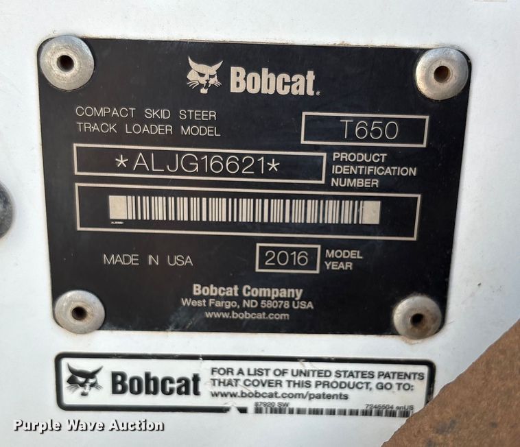 image for item EU4640 2015 Bobcat T650 tracked skid steer loader