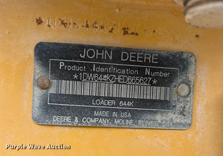 image for item EU4642 2015 John Deere 644K wheel loader