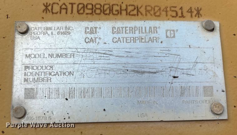image for item EU4643 2001 Caterpillar 980G wheel loader