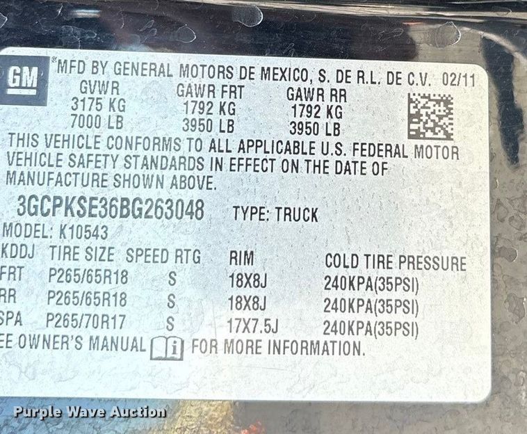 image for item EU4653 2011 Chevrolet Silverado 1500 Crew Cab pickup truck