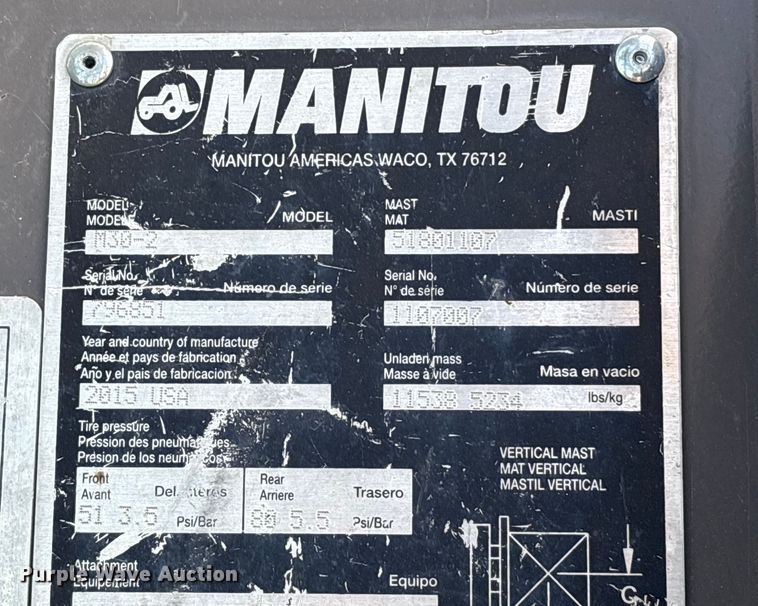 image for item EU7007 2015 Manitou M30-2T forklift