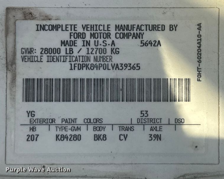 image for item EV1854 1990 Ford F700 crane truck