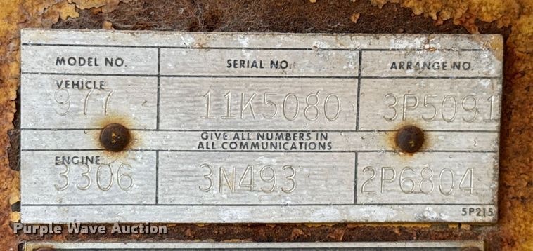 image for item EV1864 1973 Caterpillar 977L track loader