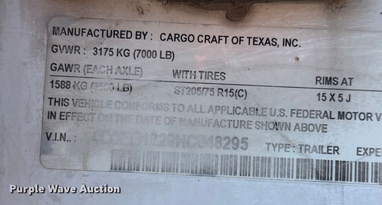 image for item EV1897 2017 Cargo Craft Expedition 7122 fiber optic splicing trailer