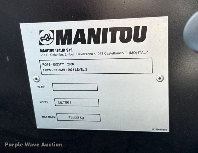 image for item GH9334 2019 Manitou MLT 961-145 V+L telehandler