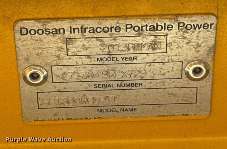 image for item GH9374 2013 Doosan HP1300WCU-T1 air compressor