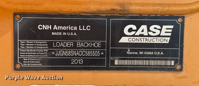 image for item GH9389 2013 Case 580 Super N backhoe