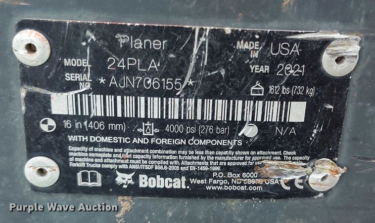 image for item IP9672 2021 Bobcat 24PLA skid steer cold planer