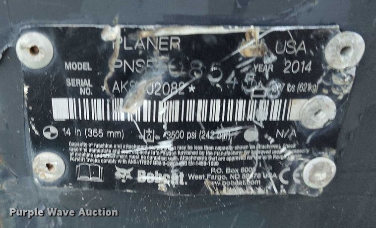 image for item IP9673 2014 Bobcat skid steer cold planer