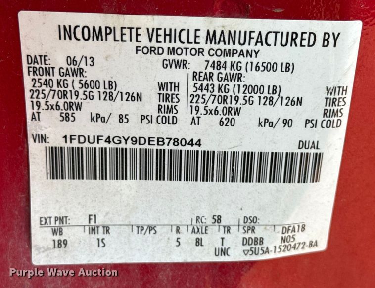 image for item ND9417 2013 Ford F450 utility / service truck