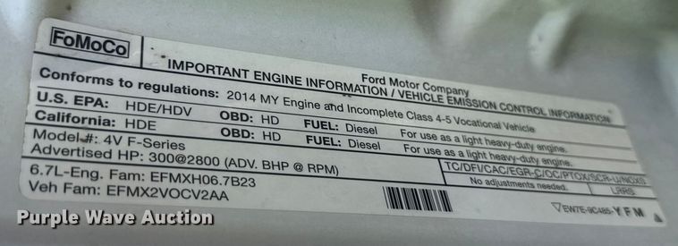 image for item ND9429 2014 Ford F550 SuperCab truck cab and chassis