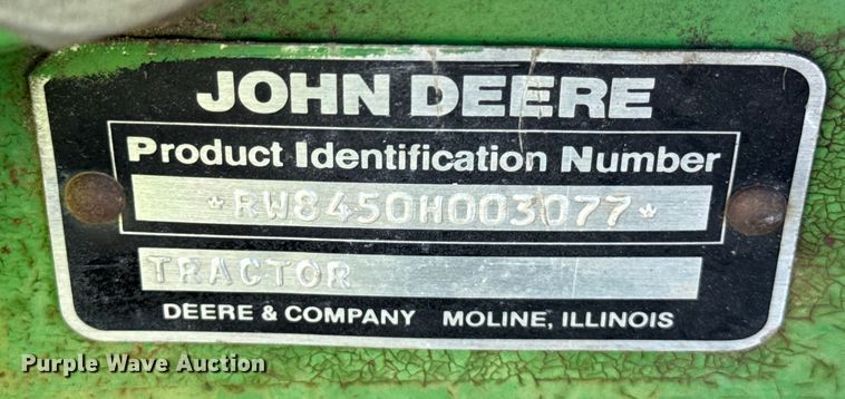 image for item ND9433 1983 John Deere 8450 4WD tractor