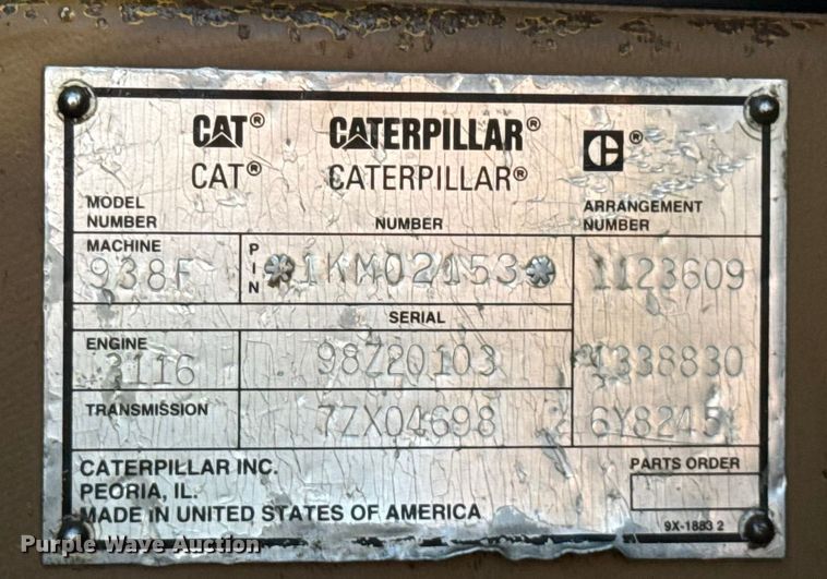 image for item ND9436 1997 Caterpillar 938F wheel loader