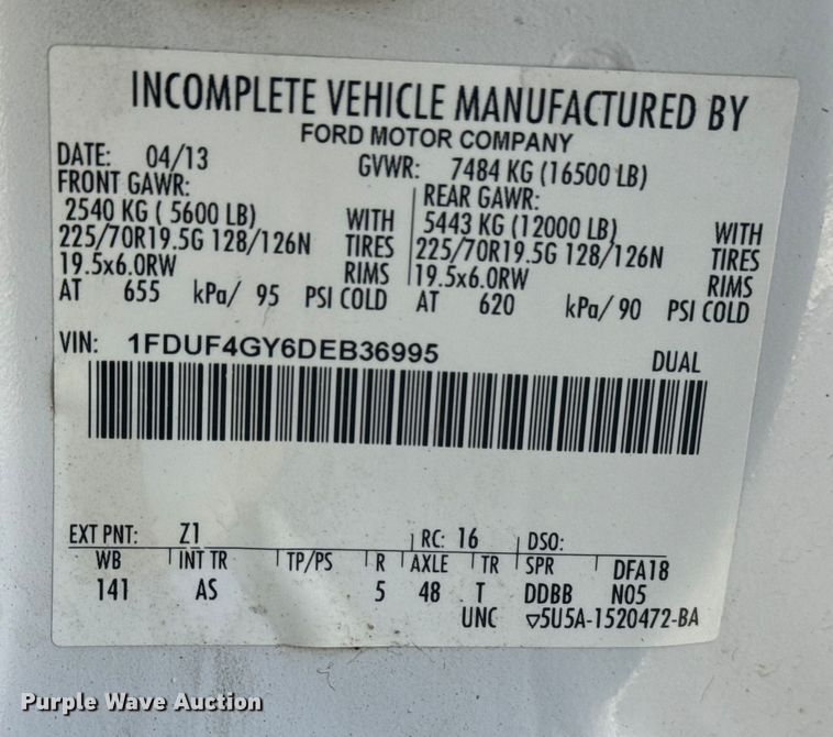 image for item NU9619 2013 Ford F450 Super Duty utility / service truck