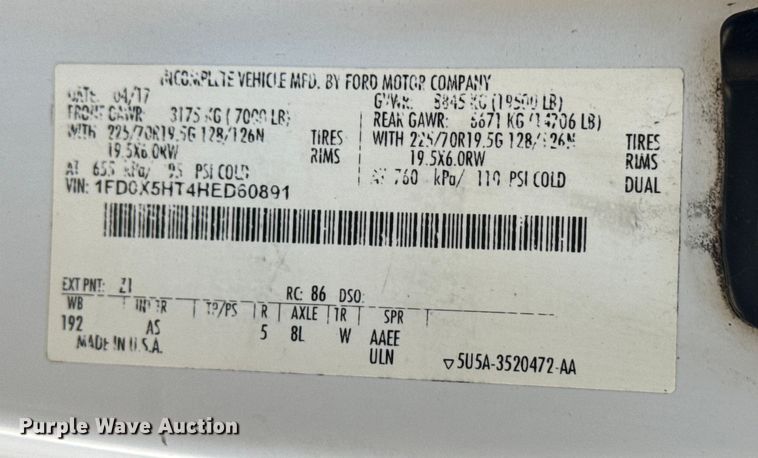 image for item NU9633 2017 Ford F550 Super Duty utility / service truck