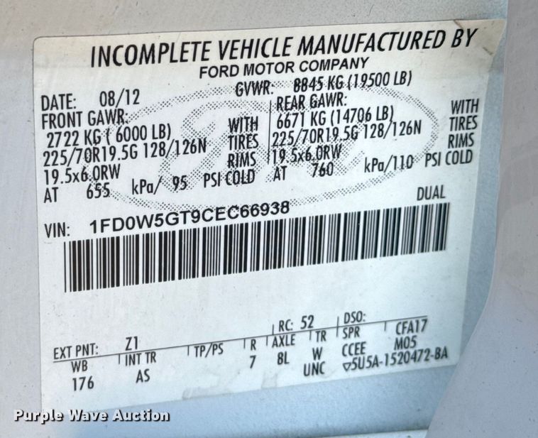 image for item NU9641 2012 Ford F550 Super Duty Crew Cab utility / service truck