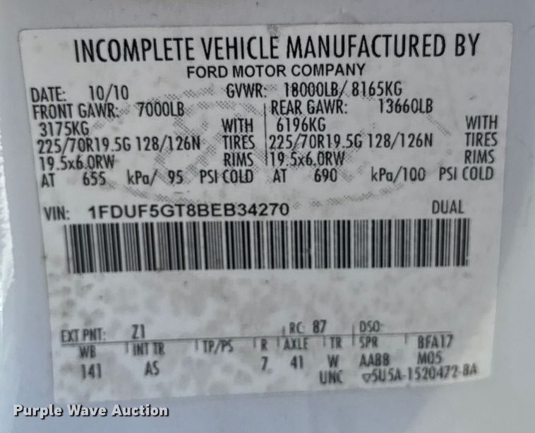 image for item NU9642 2011 Ford F550 Super Duty bucket truck