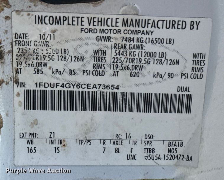 image for item NU9644 2012 Ford F450 Super Duty bucket truck