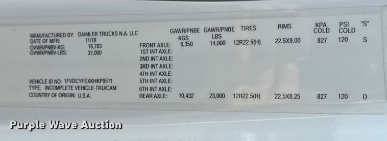 image for item NU9652 2019 Freightliner Business Class M2 digger derrick truck