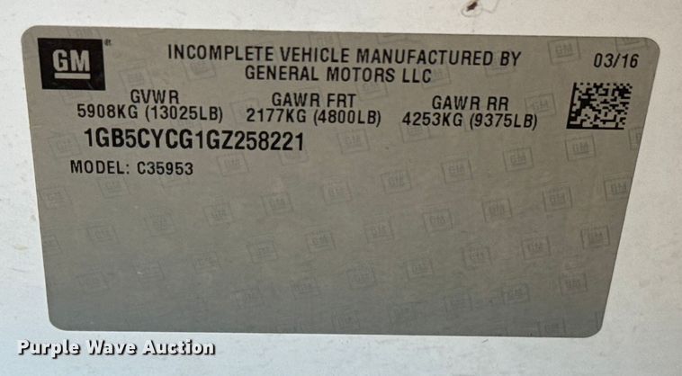 image for item NU9653 2016 Chevrolet Silverado 3500HD Double Cab utility bed pickup truck