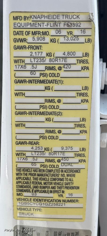 image for item NU9653 2016 Chevrolet Silverado 3500HD Double Cab utility bed pickup truck