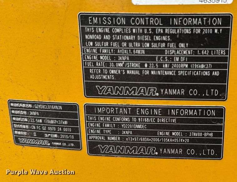 image for item NU9663 2011 John Deere 35D mini excavator