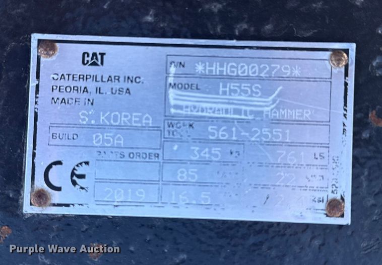 image for item NU9672 2019 Caterpillar H55S breaker