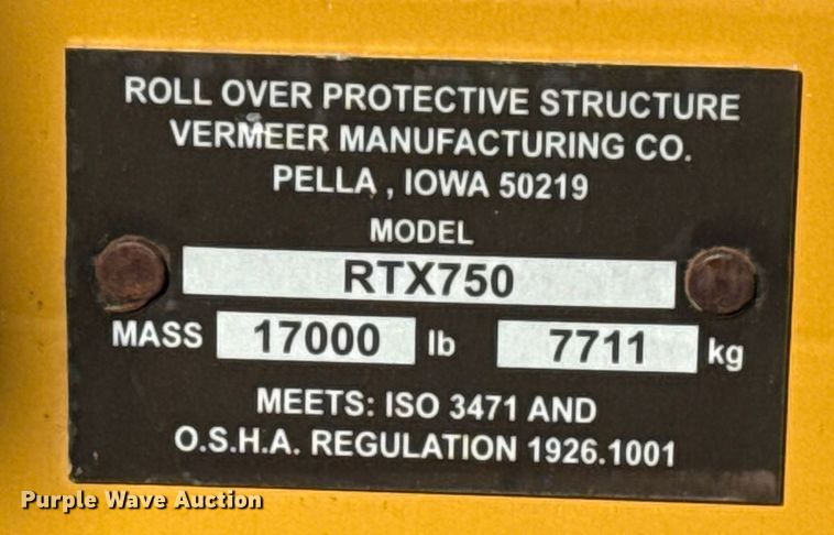 image for item NU9677 2015 Vermeer RTX750 trencher