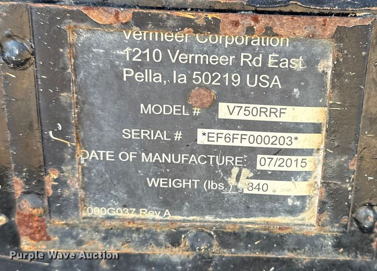 image for item NU9677 2015 Vermeer RTX750 trencher