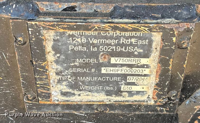image for item NU9677 2015 Vermeer RTX750 trencher