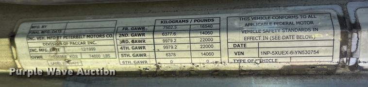 image for item YA0861 2000 Peterbilt 379 dump truck